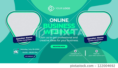 Online Live Corporate Business Webinar Web Banner. Annual Business Invitation Conference Template. Live Webinar learning, Course Announcement Poster Concept Social Media Post, and Banner Design 122004692