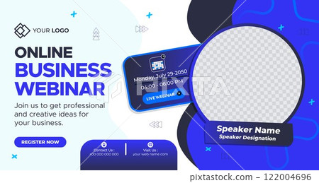 Online Live Corporate Business Webinar Web Banner. Annual Business Invitation Conference Template. Live Webinar learning, Course Announcement Poster Concept Social Media Post, and Banner Design 122004696
