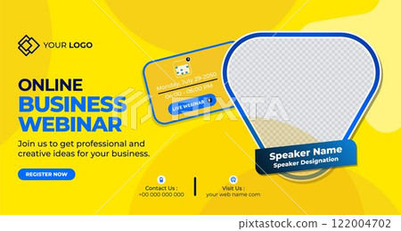 Online Live Corporate Business Webinar Web Banner. Annual Business Invitation Conference Template. Live Webinar learning, Course Announcement Poster Concept Social Media Post, and Banner Design 122004702