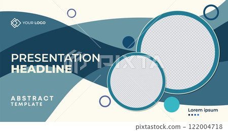 Creative Business Presentation Slides Template. Modern Company Profile Brochure Cover Design. Geometric Annual Report, Conference Event Invitation Template, for Flyer, Website Slider, Landing Page 122004718
