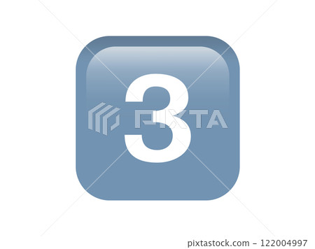 Shinny gradient blue keycap white digit three icon button Shinny gradient blue keycap white digit three icon button 122004997