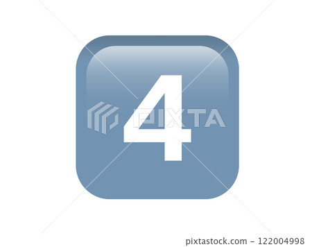 Shinny gradient blue keycap white digit four icon button Shinny gradient blue keycap white digit four icon button 122004998