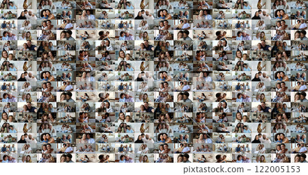 Loving families spend time together, lot of footages collage view Loving families spend time together, lot of footages collage view 122005153