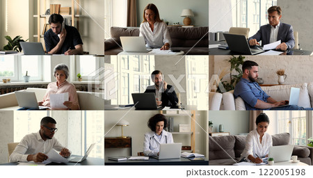 Collage of diverse people busy with work and household chores Collage of diverse people busy with work and household chores 122005198