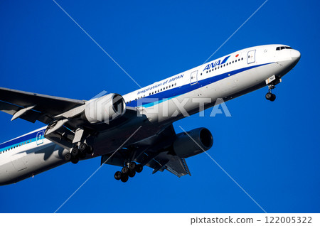 ANA plane (B777-300) landing at the airport ANA plane (B777-300) landing at the airport 122005322