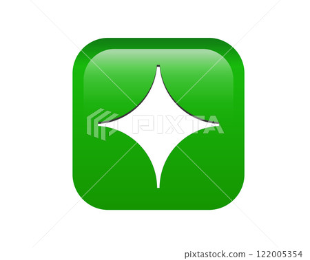 Bright green rounded square decorative bullet sparkle star point icon 122005354