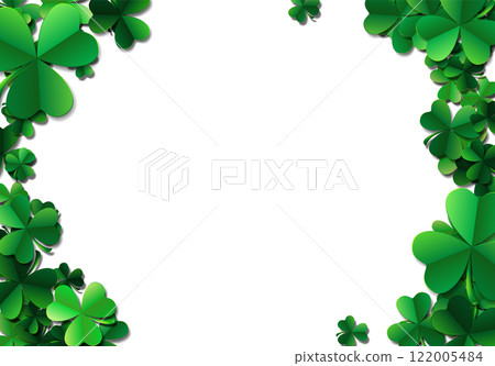 Saint Patricks day background with sprayed green clover leaves o Saint Patricks day background with sprayed green clover leaves o 122005484