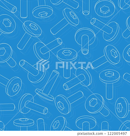 Mechanical engineering drawings on blue background. Cutter, assembly tool with replaceable multi-faceted plate. Technical Design. Cover. Blueprint. Vector illustration. Mechanical engineering drawings on blue background. Cutter, assembly tool with replaceable multi-faceted plate. Technical Design. Cover. Blueprint. Vector illustration. 122005497
