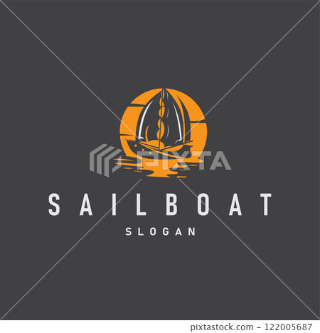 Sailboat Logo Design, Fishing Boat Illustration, Fishing Boat Company Brand Vector Icon, Boat Shop Design, Fish Shop, Transportation 122005687