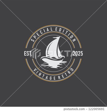 Sailboat Logo Design, Fishing Boat Illustration, Fishing Boat Company Brand Vector Icon, Boat Shop Design, Fish Shop, Transportation 122005691
