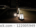 Lights placed on the ground at Otozure River in Nagato Yumoto at night 122005949