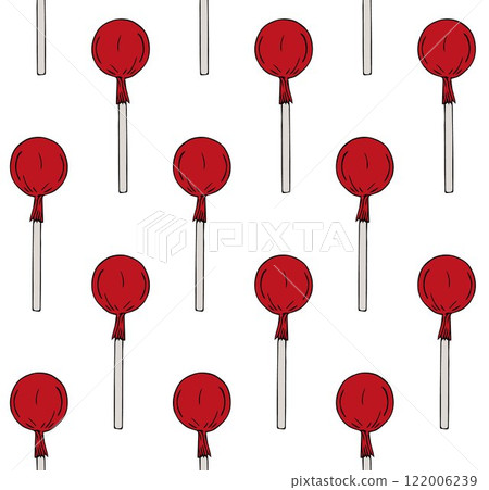 Vector seamless pattern of hand drawn red lollipop 122006239