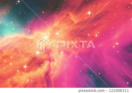 Purple gas nebulae in space and sparkling stars Purple gas nebulae in space and sparkling stars 122006311