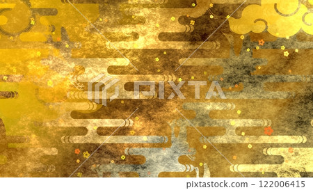 Golden Japanese pattern background 122006415
