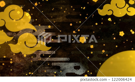 Golden Japanese pattern background 122006424