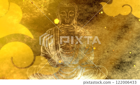 Golden Japanese pattern background 122006433