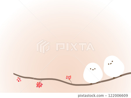 長尾蛾棲息在羅文樹枝上的可愛框架背景 122006609