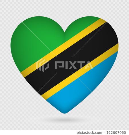 Tanzania flag in heart shape. Vector illustration. Tanzania flag in heart shape. Vector illustration. 122007060