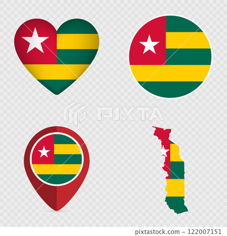 Togo Flag Icons Pack. Vector illustration. Togo Flag Icons Pack. Vector illustration. 122007151