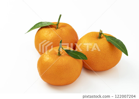 白色背景上有葉子的橘子 白色背景上有葉子的橘子 122007204