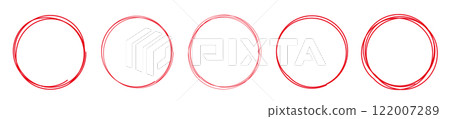Circle frame handwritten line red 122007289