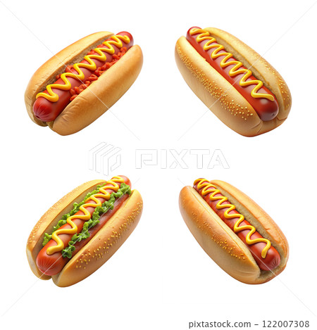 3d rendering of beautiful and realistic Hot dog 122007308