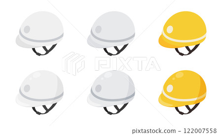 Illustration set of helmets used for commuting to elementary school 122007558