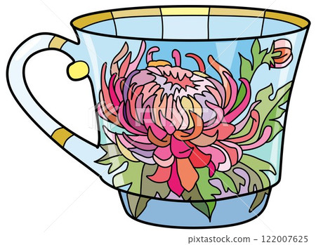 Decorative Vintage Teacup Hand Drawn Illustration Decorative Vintage Teacup Hand Drawn Illustration 122007625