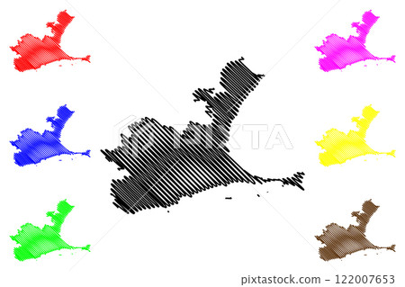 Ramanathapuram district (Tamil Nadu State, Republic of India) map vector illustration, scribble sketch Ramnad map 122007653