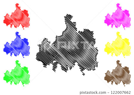 Rayagada district (Odisha State, Republic of India) map vector illustration, scribble sketch Rayagada map 122007662