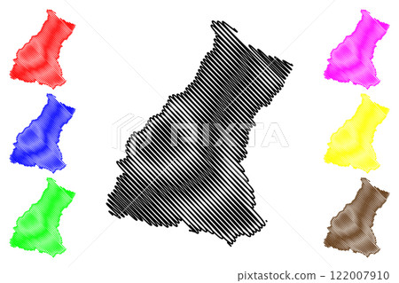 Saharanpur district (Uttar Pradesh State, Republic of India) map vector illustration, scribble sketch Saharanpur map 122007910