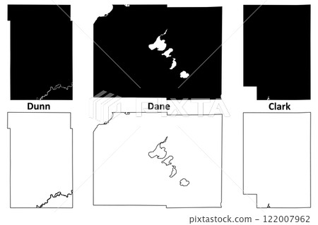 Dunn, Dane and Clark County, State of Wisconsin (U.S. county, United States of America, US) map vector illustration, scribble sketch map 122007962