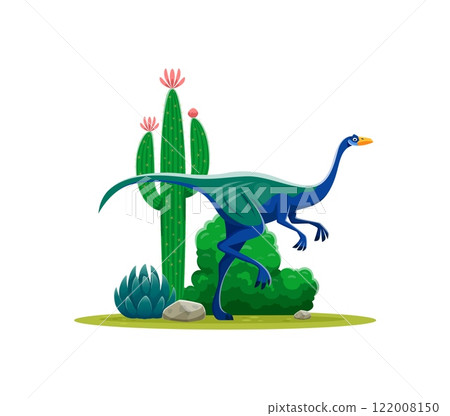 Dinosaur or prehistoric lizard Garudimimus and dino animal character, cartoon vector. Jurassic or Cretaceous era Garudimimus bird dinosaur of ornithomimosaur species for kid paleontology encyclopedia Dinosaur or prehistoric lizard Garudimimus and dino animal character, cartoon vector. Jurassic or Cretaceous era Garudimimus bird dinosaur of ornithomimosaur species for kid paleontology encyclopedia 122008150