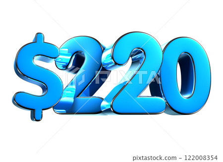 220 dollers blue 3d illustration. 122008354