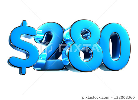 280 dollers blue 3d illustration. 280 dollers blue 3d illustration. 122008360