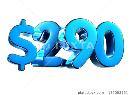 290 dollers blue 3d illustration. 290 dollers blue 3d illustration. 122008361