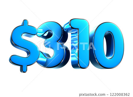310 dollers blue 3d illustration. 122008362