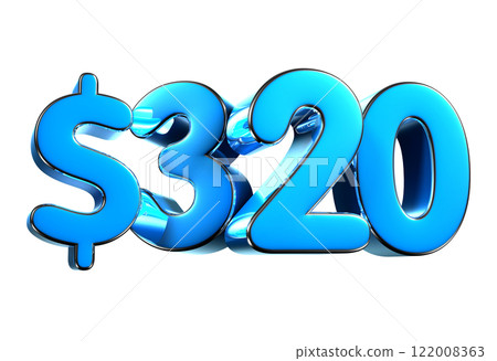 320 dollers blue 3d illustration. 122008363