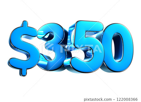 350 dollers blue 3d illustration. 122008366