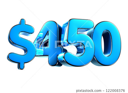 450 dollers blue 3d illustration. 122008376
