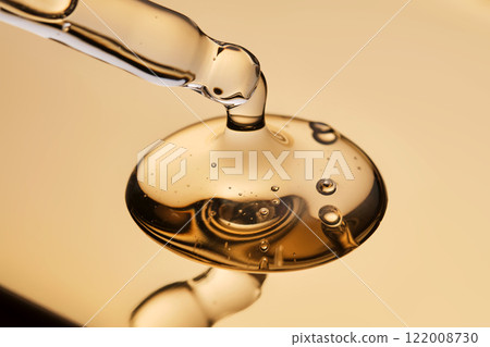 A pipette with a beautiful drop of gel-textured facial serum. 122008730