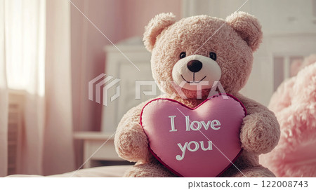 cute teddy bear with i love you heart pillow 122008743