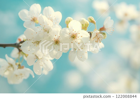 ethereal side portrait of a woman face drifting into cloudy blue haze over white space copyspace concept of mental health therapy spiritual wellness 122008844