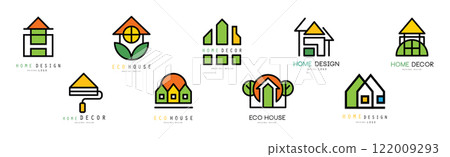 Eco House Original Logo and Label Design Vector Set Eco House Original Logo and Label Design Vector Set 122009293