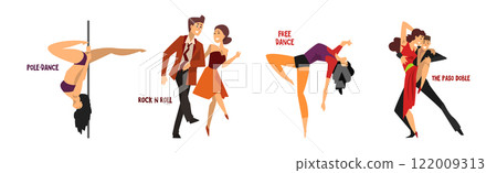 Dancing People Character Performing Different Dance Vector Set Dancing People Character Performing Different Dance Vector Set 122009313