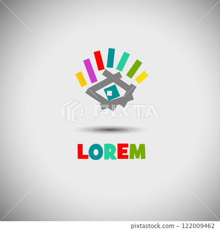 Eye logo. hand drawn. Not AI, Vector illustration 122009462