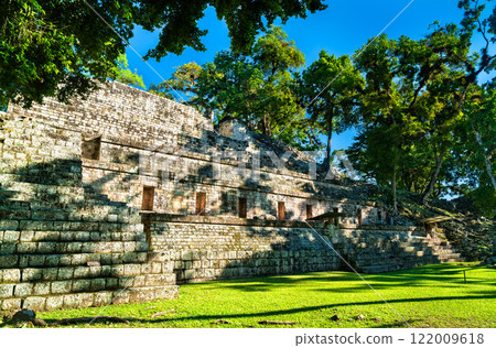 Reviewing Stand of Temple 11 at West Court of Maya Archaeological Site of Copan. UNESCO world heritage in Honduras Reviewing Stand of Temple 11 at West Court of Maya Archaeological Site of Copan. UNESCO world heritage in Honduras 122009618