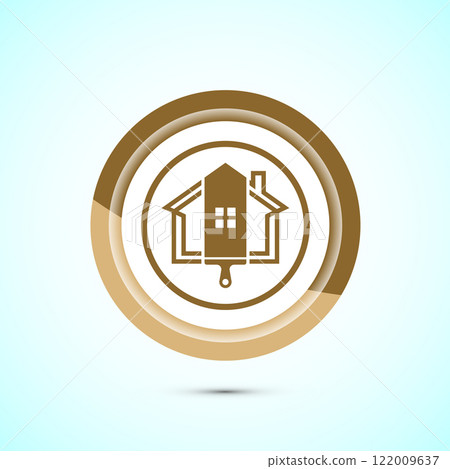 Home painting icon design illustration. House painting sign symbol for apps and websites. Button design Home painting icon design illustration. House painting sign symbol for apps and websites. Button design 122009637