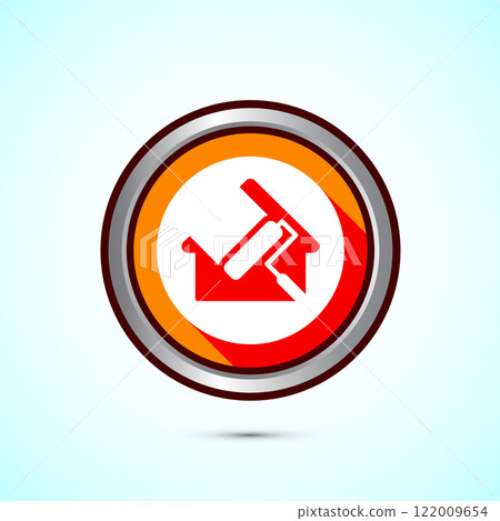 Home painting icon design illustration. House painting sign symbol for apps and websites. Button design Home painting icon design illustration. House painting sign symbol for apps and websites. Button design 122009654