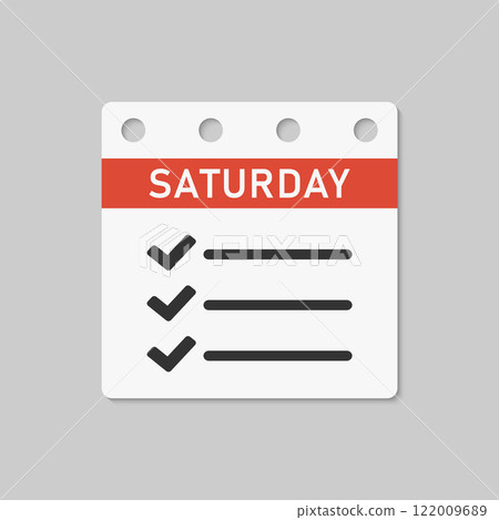 Page calendar day Saturday, to-do list, checklist 122009689